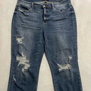 Judy Blue Womens 31 Jessica Distressed Relaxed Fit Ripped Jeans